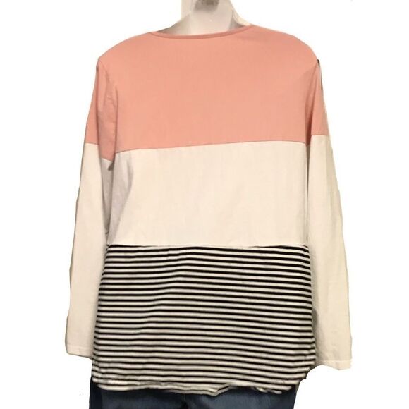 Striped Color Block Long Sleeve Tee Medium - Picture 4 of 5